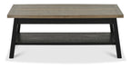 Weathered Oak Rectangular Coffee Table Brass Centre Strip - Home Furniture Interiors
