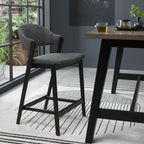 Dark Grey Fabric Curved Bar Stool Peppercorn Frame