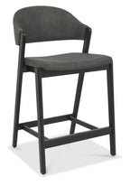 Dark Grey Fabric Curved Bar Stool Peppercorn Frame - Home Furniture Interiors