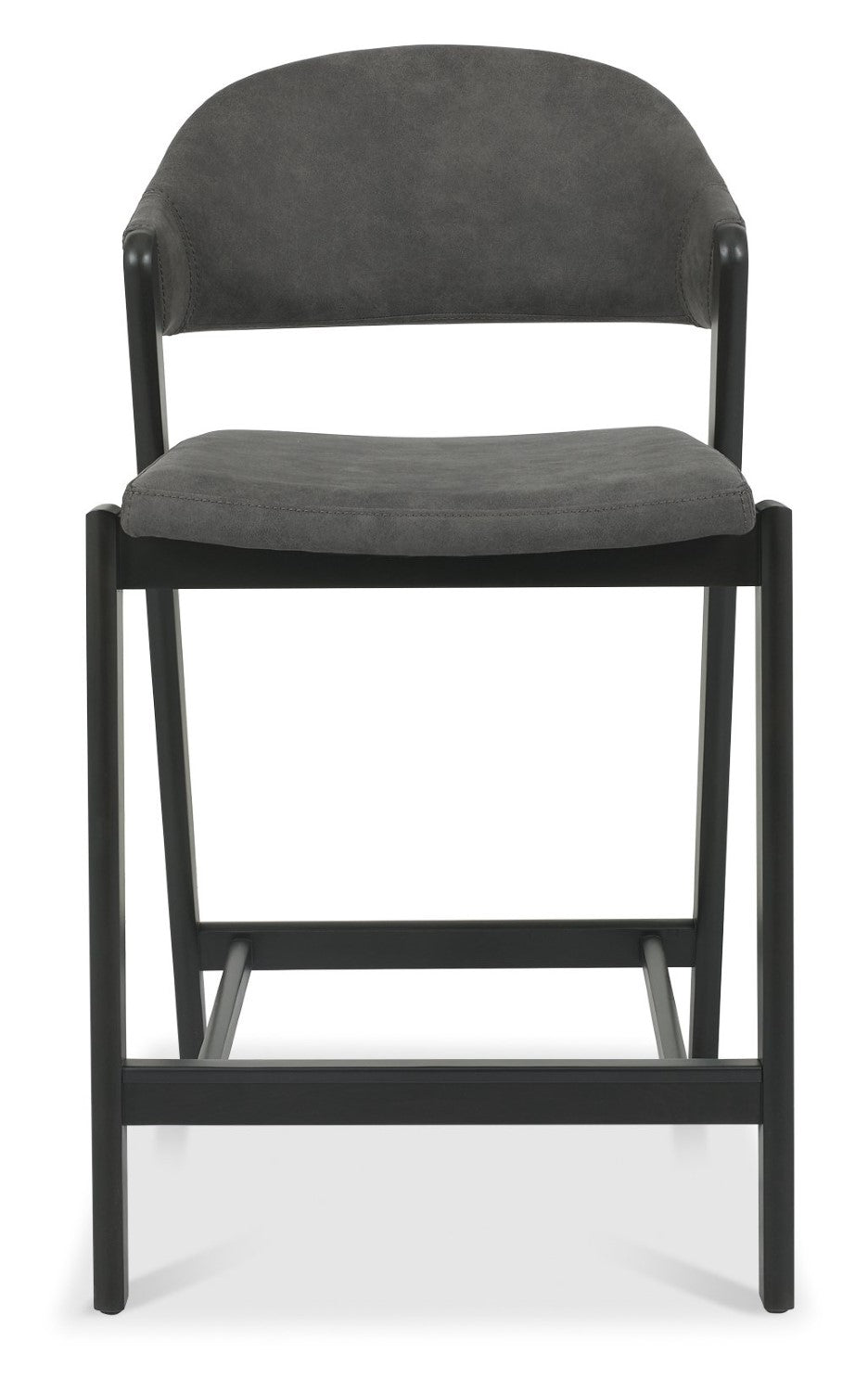 Dark Grey Fabric Curved Bar Stool Peppercorn Frame - Home Furniture Interiors