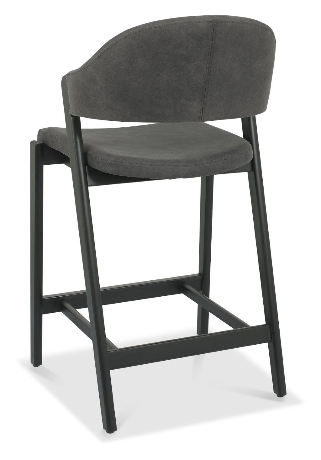 Dark Grey Fabric Curved Bar Stool Peppercorn Frame - Home Furniture Interiors