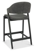 Dark Grey Fabric Curved Bar Stool Peppercorn Frame - Home Furniture Interiors
