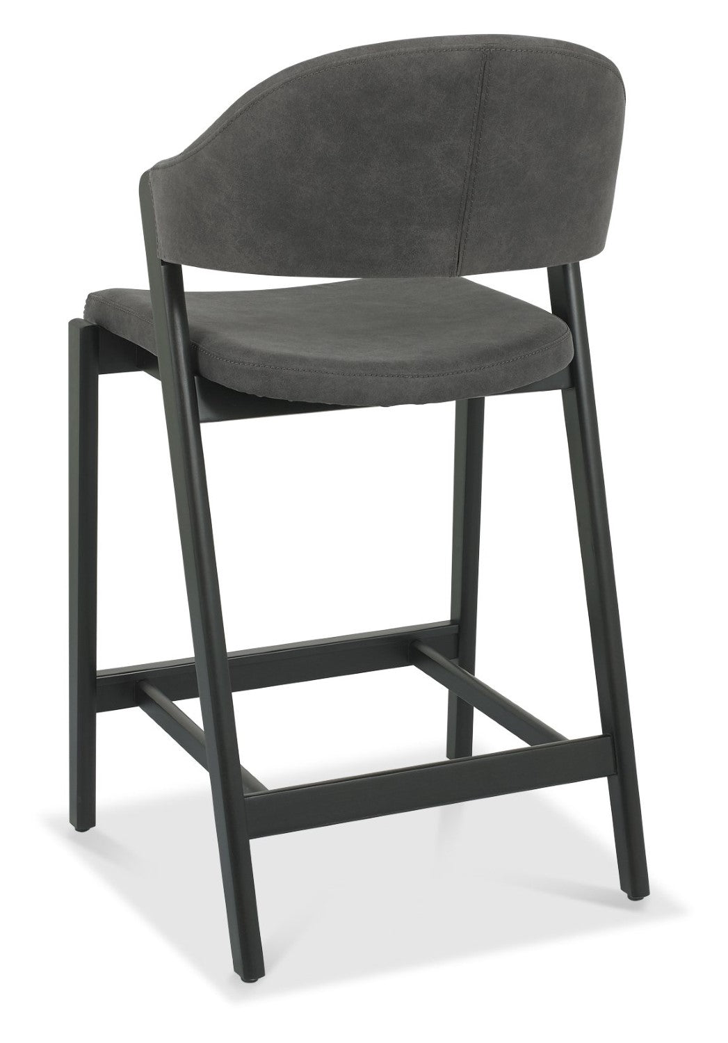 Dark Grey Fabric Curved Bar Stool Peppercorn Frame - Home Furniture Interiors