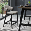 Grey Bonded Leather Curved Bar Stool Peppercorn Legs