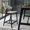 Grey Bonded Leather Curved Bar Stool Peppercorn Legs