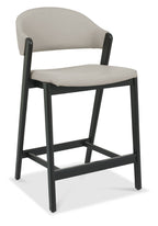 Grey Bonded Leather Curved Bar Stool Peppercorn Legs - Home Furniture Interiors