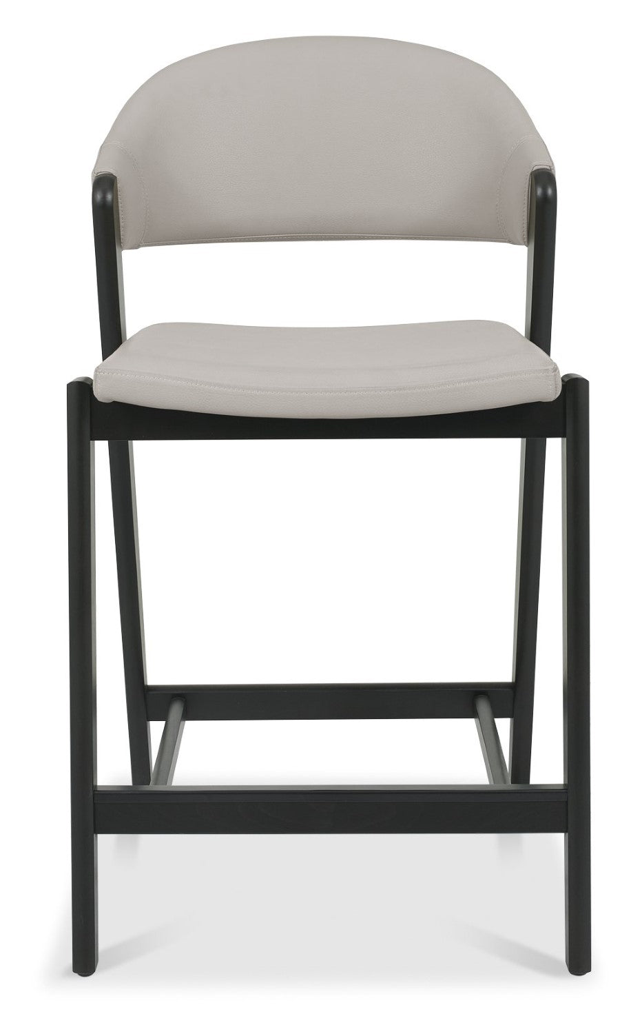 Grey Bonded Leather Curved Bar Stool Peppercorn Legs - Home Furniture Interiors