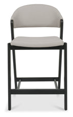 Grey Bonded Leather Curved Bar Stool Peppercorn Legs - Home Furniture Interiors