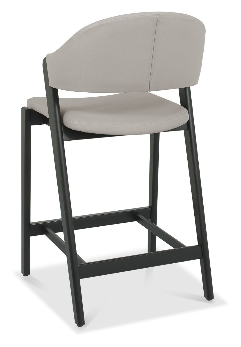 Grey Bonded Leather Curved Bar Stool Peppercorn Legs - Home Furniture Interiors