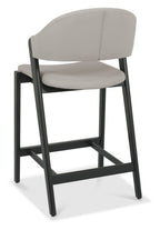 Grey Bonded Leather Curved Bar Stool Peppercorn Legs - Home Furniture Interiors