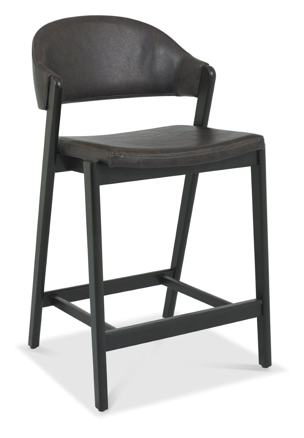 Old West Vintage Bonded Leather Bar Stool Peppercorn Frame - Home Furniture Interiors
