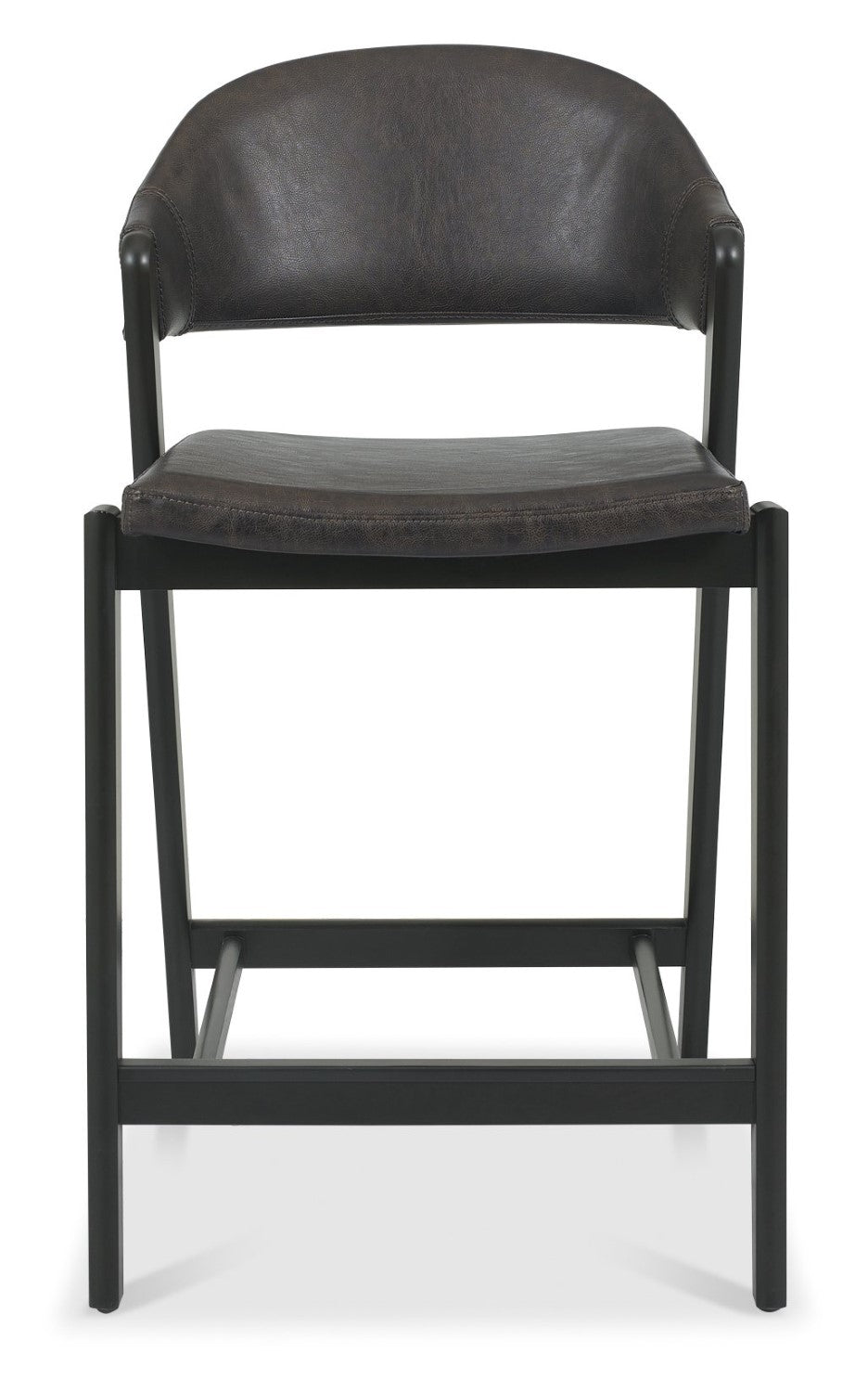Old West Vintage Bonded Leather Bar Stool Peppercorn Frame - Home Furniture Interiors