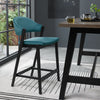 Azure Velvet Curved Bar Stool Peppercorn Frame