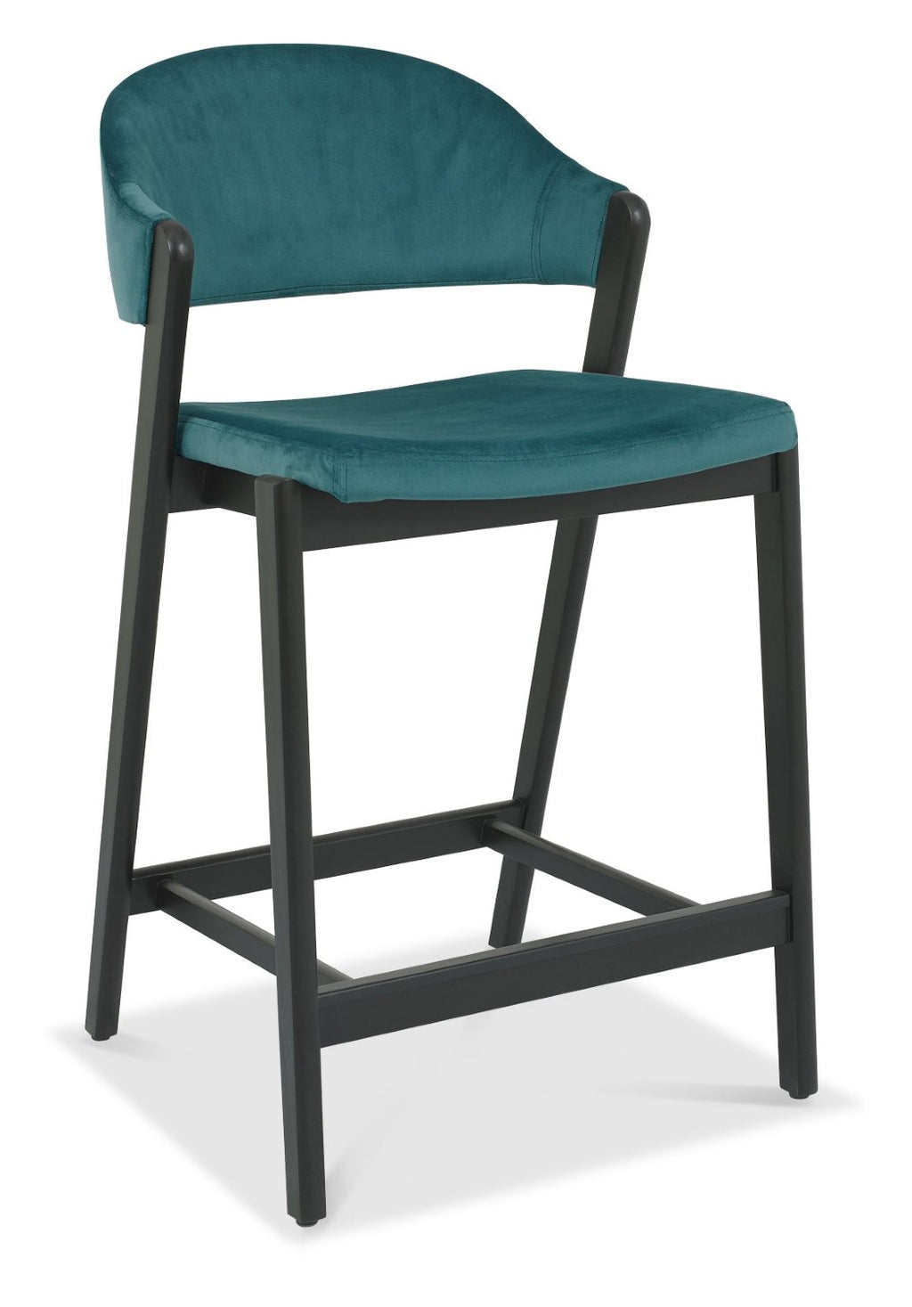 Azure Velvet Curved Bar Stool Peppercorn Frame - Home Furniture Interiors