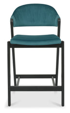 Azure Velvet Curved Bar Stool Peppercorn Frame - Home Furniture Interiors