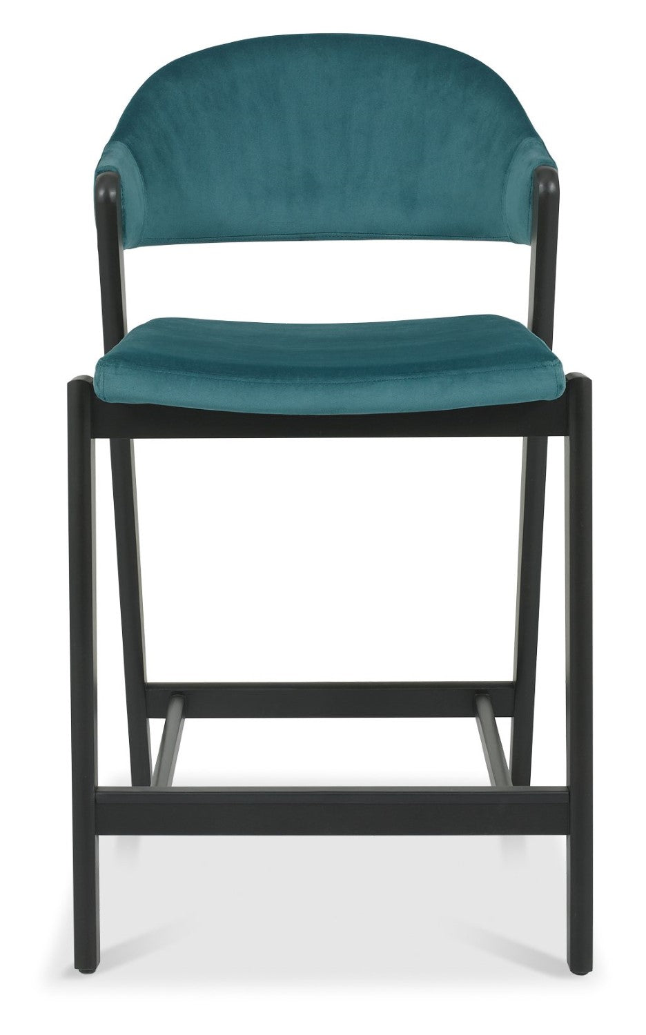 Azure Velvet Curved Bar Stool Peppercorn Frame - Home Furniture Interiors