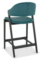 Azure Velvet Curved Bar Stool Peppercorn Frame - Home Furniture Interiors