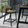 Cedar Green Velvet Curved Bar Stool Peppercorn Frame