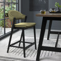 Cedar Green Velvet Curved Bar Stool Peppercorn Frame