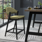 Cedar Green Velvet Curved Bar Stool Peppercorn Frame