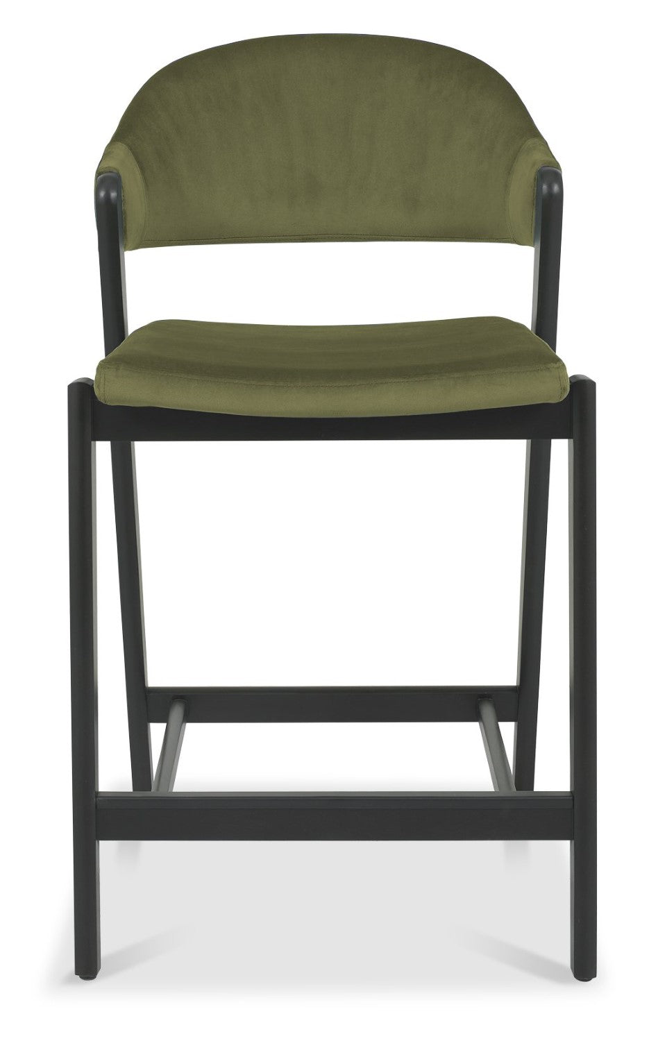 Cedar Green Velvet Curved Bar Stool Peppercorn Frame - Home Furniture Interiors