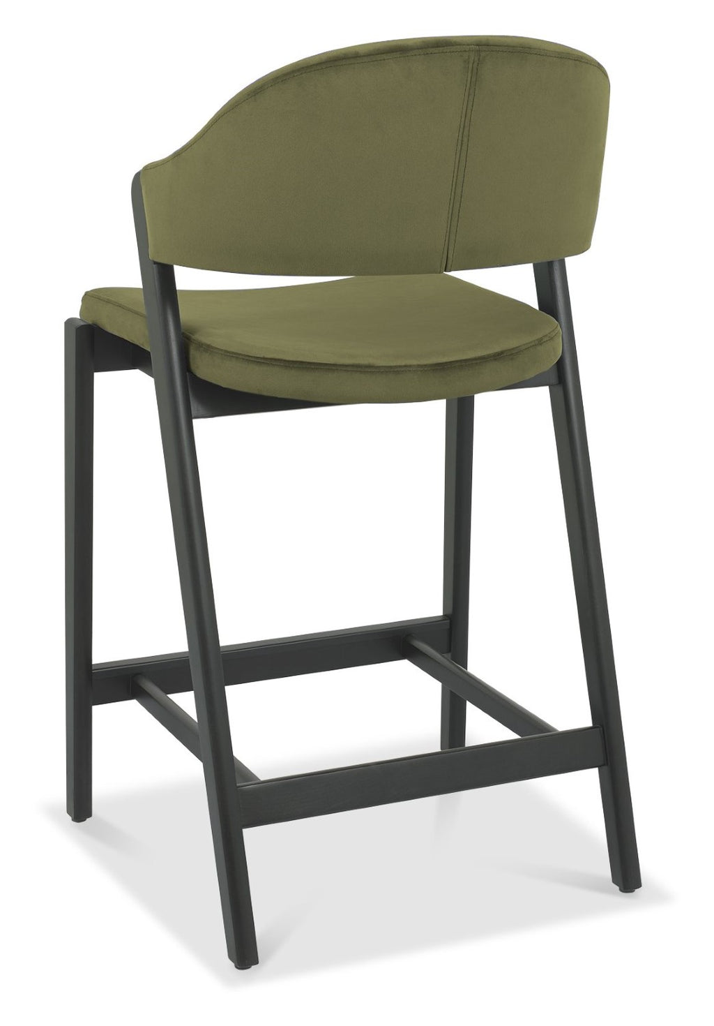 Cedar Green Velvet Curved Bar Stool Peppercorn Frame - Home Furniture Interiors
