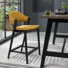 Mustard Yellow Velvet Curved Bar Stool Peppercorn Frame