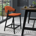 Rust Velvet Curved Bar Stool Peppercorn Frame