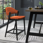 Rust Velvet Curved Bar Stool Peppercorn Frame