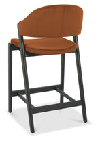 Rust Velvet Curved Bar Stool Peppercorn Frame - Home Furniture Interiors