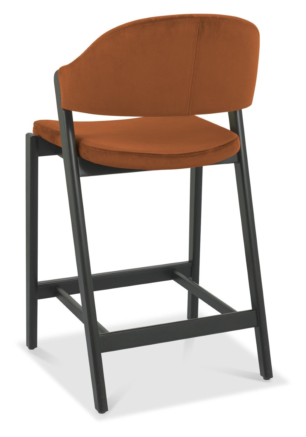 Rust Velvet Curved Bar Stool Peppercorn Frame - Home Furniture Interiors