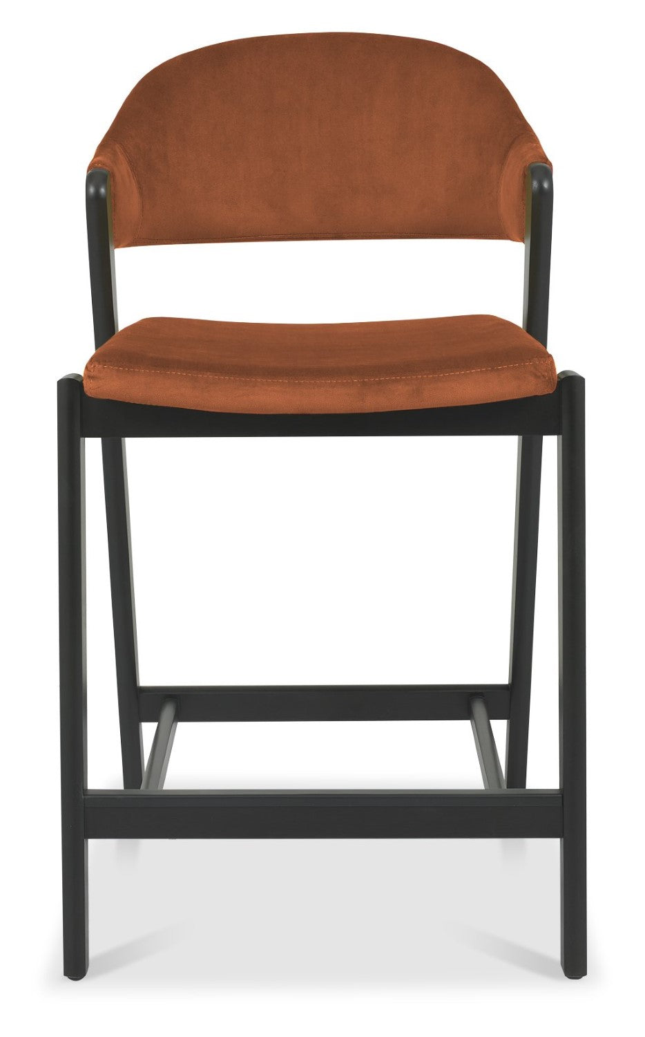 Rust Velvet Curved Bar Stool Peppercorn Frame - Home Furniture Interiors