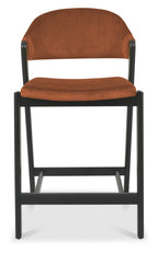 Rust Velvet Curved Bar Stool Peppercorn Frame - Home Furniture Interiors