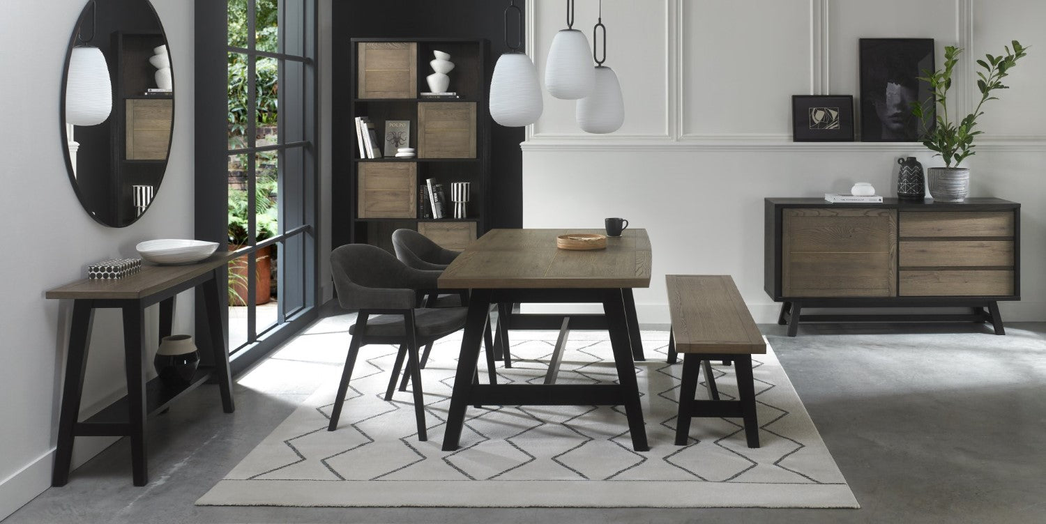 Dark Grey Velvet Fabric Dining Arm Chair Black Legs - Home Furniture Interiors