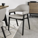 Grey Bonded Leather Upholstered Dining Arm Chair