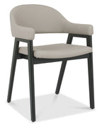 Grey Bonded Leather Upholstered Dining Arm Chair - Home Furniture Interiors
