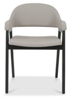 Grey Bonded Leather Upholstered Dining Arm Chair - Home Furniture Interiors