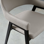 Grey Bonded Leather Upholstered Dining Arm Chair - Home Furniture Interiors