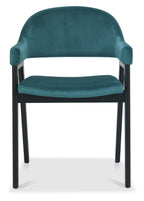 Blue Velvet Fabric Dining Arm Chair - Home Furniture Interiors