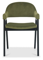 Green Velvet Fabric Dining Arm Chair - Home Furniture Interiors