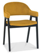 Dark Yellow Velvet Fabric Dining Arm Chair - Home Furniture Interiors