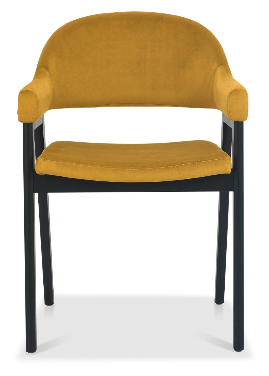 Dark Yellow Velvet Fabric Dining Arm Chair - Home Furniture Interiors