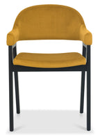 Dark Yellow Velvet Fabric Dining Arm Chair - Home Furniture Interiors