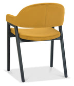 Dark Yellow Velvet Fabric Dining Arm Chair - Home Furniture Interiors