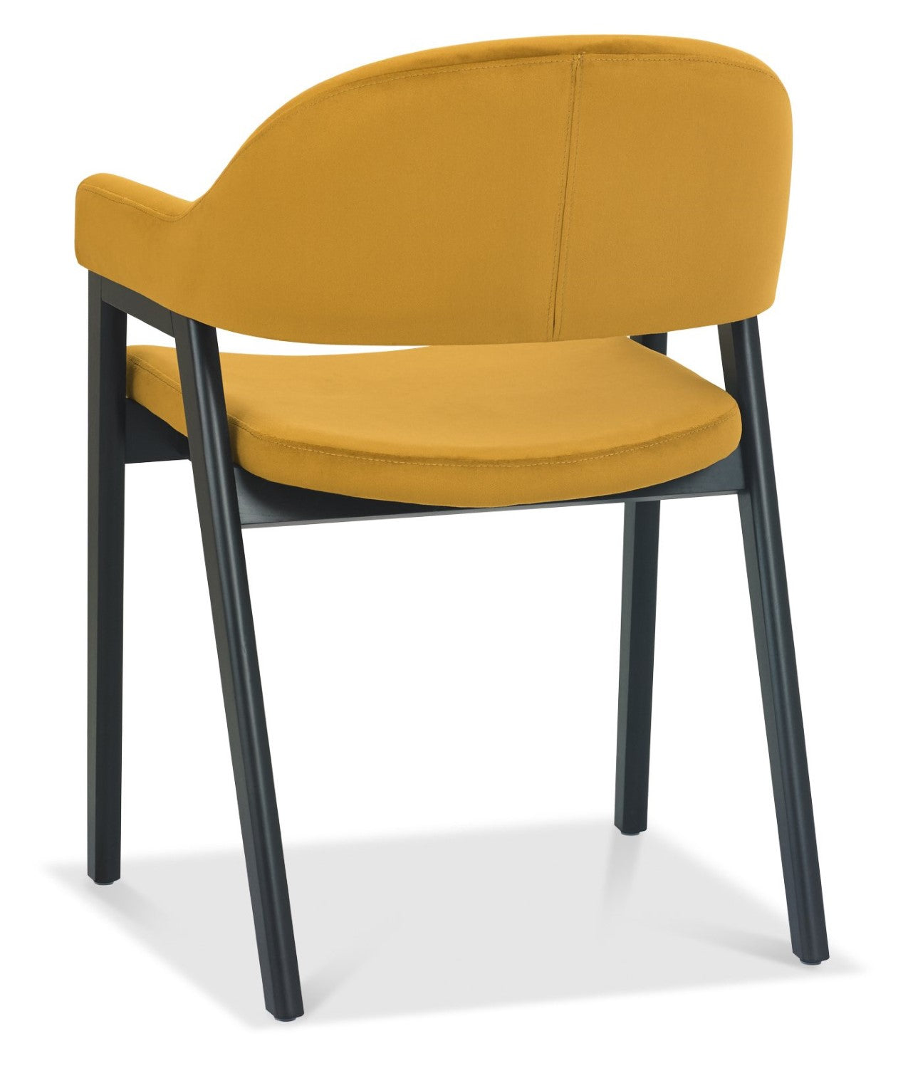 Dark Yellow Velvet Fabric Dining Arm Chair - Home Furniture Interiors