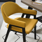 Dark Yellow Velvet Fabric Dining Arm Chair - Home Furniture Interiors