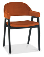 Orange Velvet Fabric Dining Arm Chair - Home Furniture Interiors