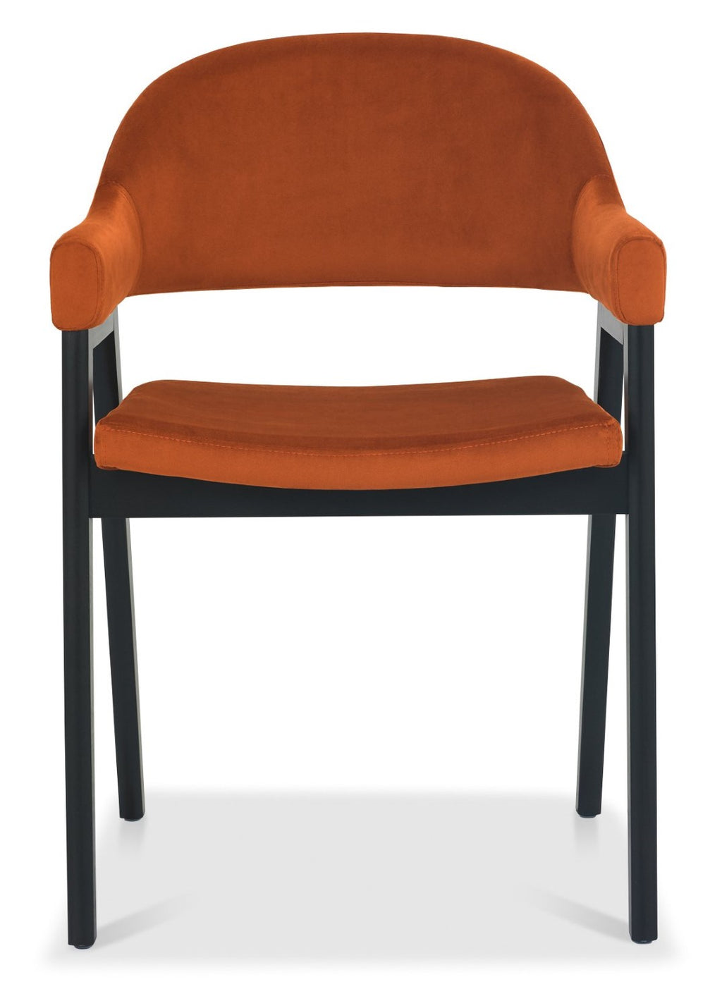 Orange Velvet Fabric Dining Arm Chair - Home Furniture Interiors