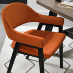 Orange Velvet Fabric Dining Arm Chair - Home Furniture Interiors