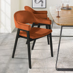Orange Velvet Fabric Dining Arm Chair - Home Furniture Interiors